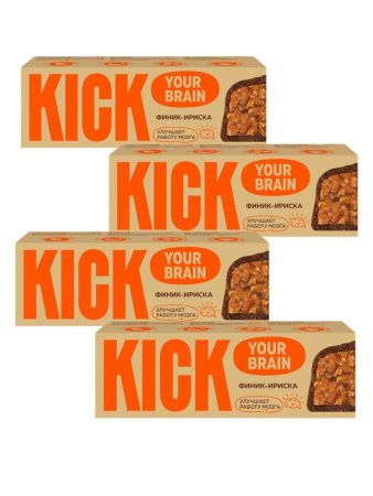 KICK YOUR BRAIN Батончик Финиковый со Вкусом Карамели в Шоколаде 45гр-4шт