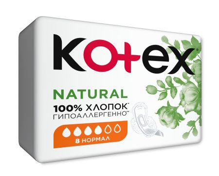 Kotex Прокладки Гигиенические Natural Normal 8шт