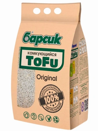 Наполнитель для кошачьего туалета Барсик TOFU / ТОФУ Original Комкующийся 4,54л