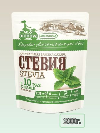 BIONOVA Подсластитель СТЕВИЯ (дойпак) 200гр