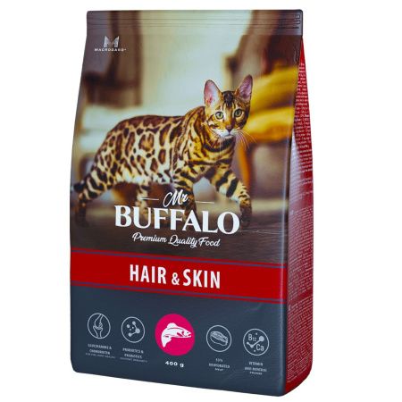 Mr.Buffalo сухой корм ADULT HAIR & SKIN 0,4кг (лосось) д/кошек ,