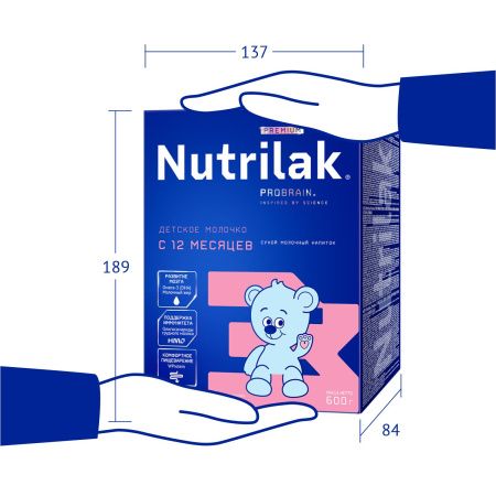 NUTRILAK Premium 3 {600г} - Молочный Напиток {с 12 мес} с Пребиотиками 600г NUTRILAK Premium 3 {600г} - Молочный Напиток {с 12 мес} с Пребиотиками 600г