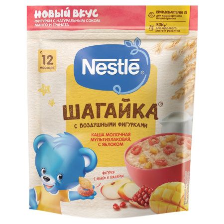 NESTLE Каша ШАГАЙКА Молочная Мультизлаковая Яблоко Абрикос Гранат {с 12 мес} Doy Pack 190г