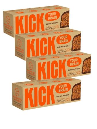 KICK YOUR BRAIN Батончик Финиковый со Вкусом Карамели в Шоколаде 45гр-4шт