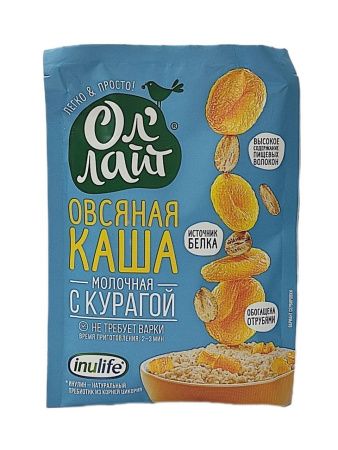 Ол'Лайт Каша Овсяная с Курагой с Молоком 40 гр-6шт