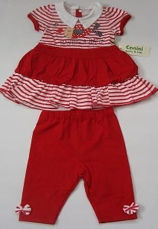 Комплект для девочки 2 пр.(платье с кор.рукавом,с контрастными оборками+бриджи с бантиками) р.62