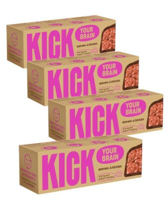 KICK YOUR BRAIN Батончик Финиковый с Клюквой в Шоколаде 45гр-4шт.