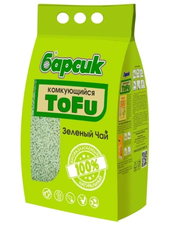 Наполнитель для кошачьего туалета Барсик TOFU / ТОФУ Зелёный Чай 4,54л
