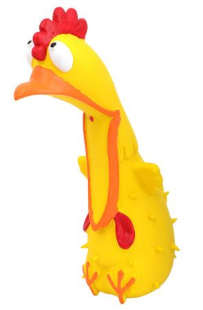 N1 Игрушка для собак Курица Крэйзи желтая с пищалкой, латекс, 18,0 см