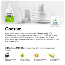 WonderLab Экогель для Посуды (яблочный цвет) {с дозатором} 1л