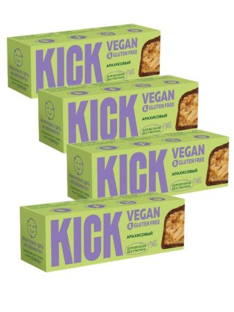 KICK VEGAN&GLUTEN FREE Батончик Арахисовый в Тёмном Шоколаде 45гр - 4 шт. KICK VEGAN&GLUTEN FREE Батончик Арахисовый в Тёмном Шоколаде 45гр - 4 шт.