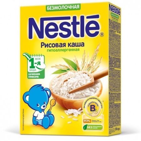 NESTLE Каша Безмолочная Рисовая Гипоаллергенная {с 4 мес} 200г.