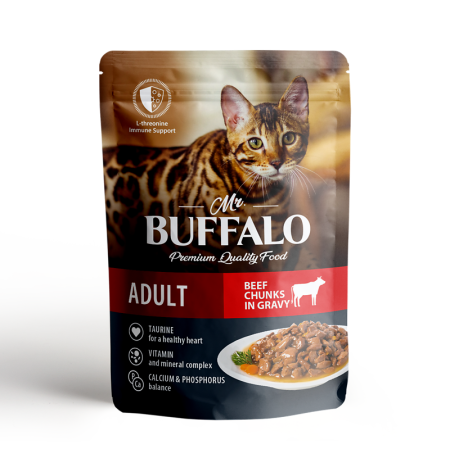 Mr.Buffalo влажный корм для кошек ADULT 85г (говядина в соусе)
