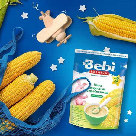 BEBI PREMIUM Каша Кукурузная Низкоаллергенная с Пребиотиками б/м {с 5 мес.} 200г BEBI PREMIUM Каша Кукурузная Низкоаллергенная с Пребиотиками б/м {с 5 мес.} 200г