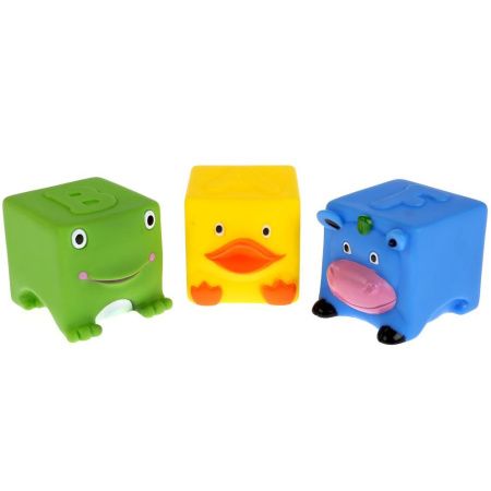 Капитошка Набор игрушек для ванны 3 кубика Весёлые зверята