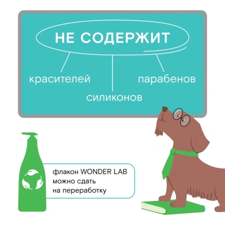 WonderLab Экошампунь для Мытья Собак и Щенков (тропические фрукты) 0,55 л