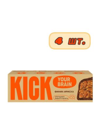 KICK YOUR BRAIN Батончик Финиковый со Вкусом Карамели в Шоколаде 45гр-4шт