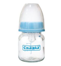 Сказка Рожок стеклянный с цветным рисунком и силиконовой соской 60мл