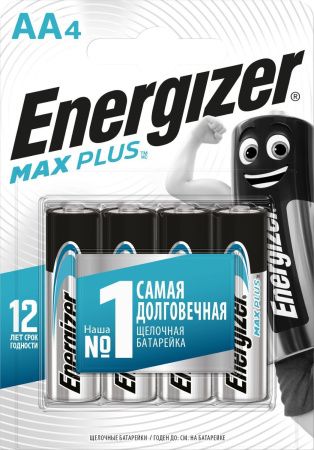 Батарейки Energizer Max Plus (Энерджайзер Макс Плюс) AA/E91 BP4 пальчиковые 4 шт на блистере