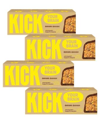 KICK YOUR BRAIN Батончик Финиковый с Бананом в Шоколаде 45гр - 4шт KICK YOUR BRAIN Батончик Финиковый с Бананом в Шоколаде 45гр - 4шт