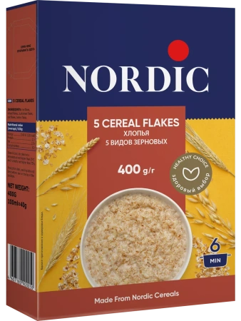NORDIC 5 видов Зерновых Хлопья (6 мин.) 400г