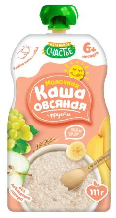 МАЛЕНЬКОЕ СЧАСТЬЕ Молочная Кашка Овсяная с Фруктами {с 6 мес} (Гуалапак) 111г