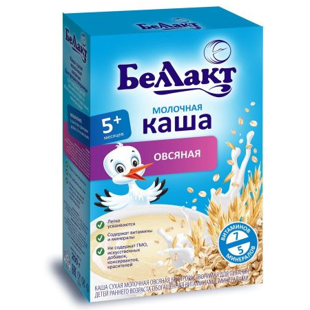 БЕЛЛАКТ Каша Овсяная с Молоком с Витаминами и Минералами {с 5 мес} 200г