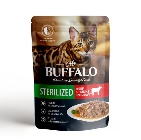 Mr.Buffalo влажный корм для кошек STERILIZED 85г (говядина в соусе)