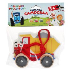 Играем Вместе Каталка деревянная cамосвал Синий Трактор 12см Играем Вместе Каталка деревянная cамосвал Синий Трактор 12см