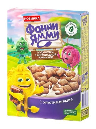 ФАННИ ЯММИ Подушечки Мультизлаковые с Шоколадной Начинкой {с 3-х лет} Сухой Завтрак 220г