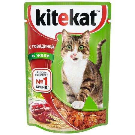 Влажный корм для кошек Kitekat пауч Говядина в Желе