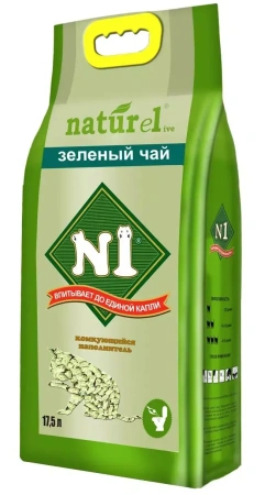 Наполнитель N1 NATUReL Зеленый чай Комкующийся 17,5 л