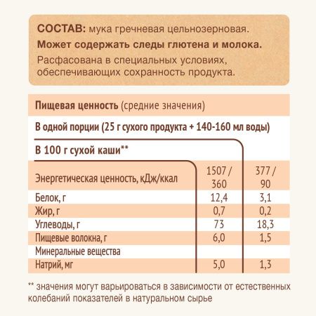 NUTRILAK Premium Каша PROCEREALS Гречневая Цельнозерновая Низкоаллергенная без Молока {с 4 мес} 200г
