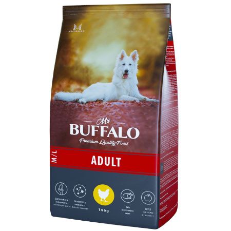 Mr.Buffalo ADULT M/L 14кг (курица) д/собак средних и крупных пород,