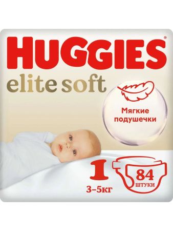 Huggies Elite Soft Подгузники 1 {84шт} 3-5кг