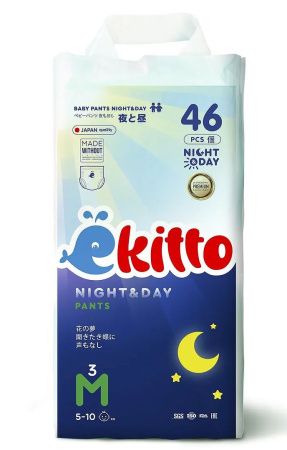 Ekitto Трусики-подгузники Night-Day (М) 46 шт 5-10кг