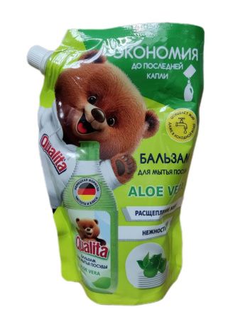 Qualita Средство для Мытья Посуды GREEN TEA & ALOE Дой-Пак 500мл