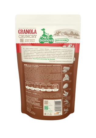 BIONOVA Мюсли Гранола Crunchy Шоколадные с Клубникой и Бананом 400гр