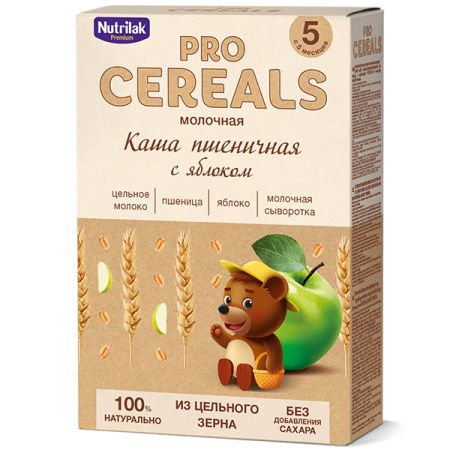 NUTRILAK Premium Каша PROCEREALS Пшеничная с Яблоком Цельнозерновая с Молоком {с 5 мес} 200г