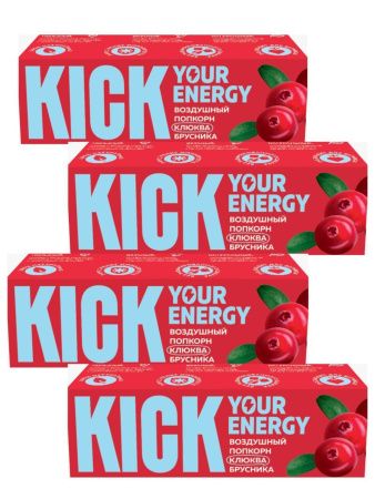 KICK YOUR ENERGY Батончик с Хрустящими Рисовыми Шариками Клюквой и Брусникой 30гр-4шт