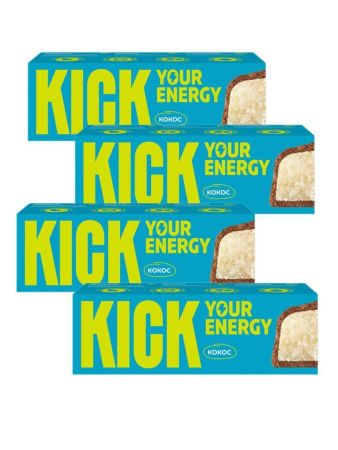 KICK YOUR ENERGY Батончик Кокос в Карамельном Шоколаде 45гр - 4 шт. KICK YOUR ENERGY Батончик Кокос в Карамельном Шоколаде 45гр - 4 шт.