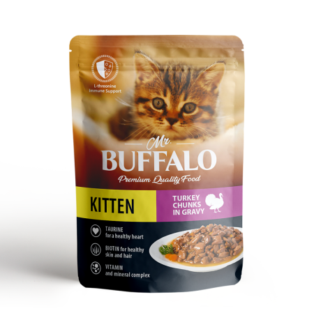 Mr.Buffalo влажный корм для котят KITTEN 85г (индейка на пару в соусе)