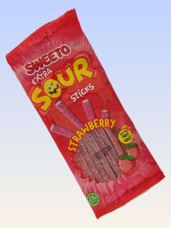 SWEETO Мармелад Жевательный Супер Кислые Палочки Клубника 75г