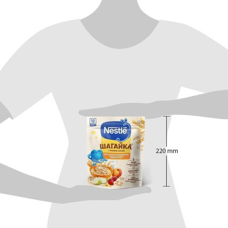 NESTLE Каша ШАГАЙКА Молочная Мультизлаковая Яблоко Земляника Персик {с 12 мес} Doy Pack 190г