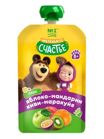 МАША и МЕДВЕДЬ Пюре Яблоко Мандарин Киви Маракуйя {с 5 мес} (Гуалапак) 85г-6шт