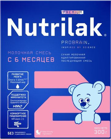 NUTRILAK Premium 2 - Молочная Смесь {с 6 мес} с Пребиотиками и Нуклеотидами 300г
