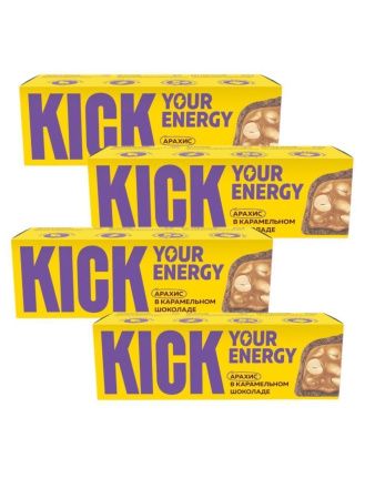 KICK YOUR ENERGY Батончик Арахис в Карамельном Шоколаде 45гр - 4 шт. KICK YOUR ENERGY Батончик Арахис в Карамельном Шоколаде 45гр - 4 шт.