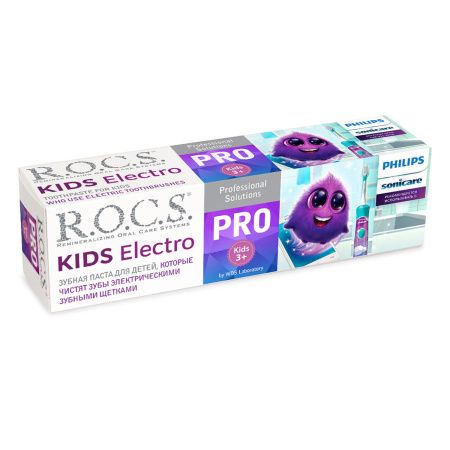 R.O.C.S.PRO Kids Зубная Паста Electro для электр.щеток (с 3 лет) (без фтора) (12) 45гр