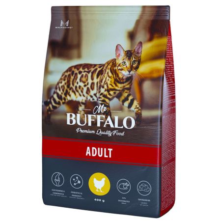 Mr.Buffalo сухой корм ADULT 0,4кг (курица) д/кошек ,