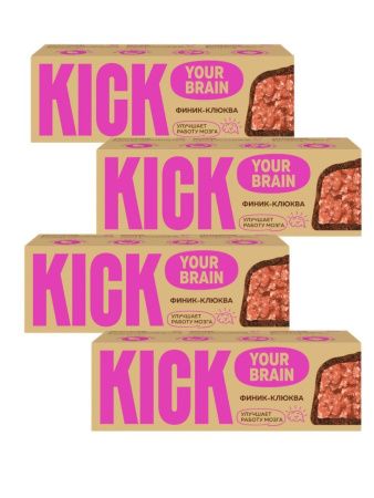 KICK YOUR BRAIN Батончик Финиковый с Клюквой в Шоколаде 45гр-4шт.